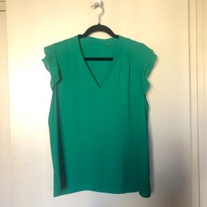 Kelly green sleeveless work blouse